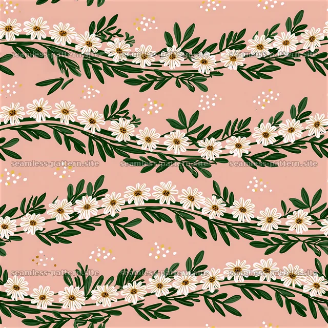 Floral seamless pattern with white flowers on pink background — seamless tileable pattern