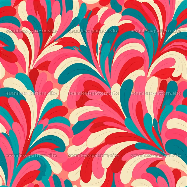 Vibrant abstract petals with a floral design in repeating layout — seamless tileable pattern
