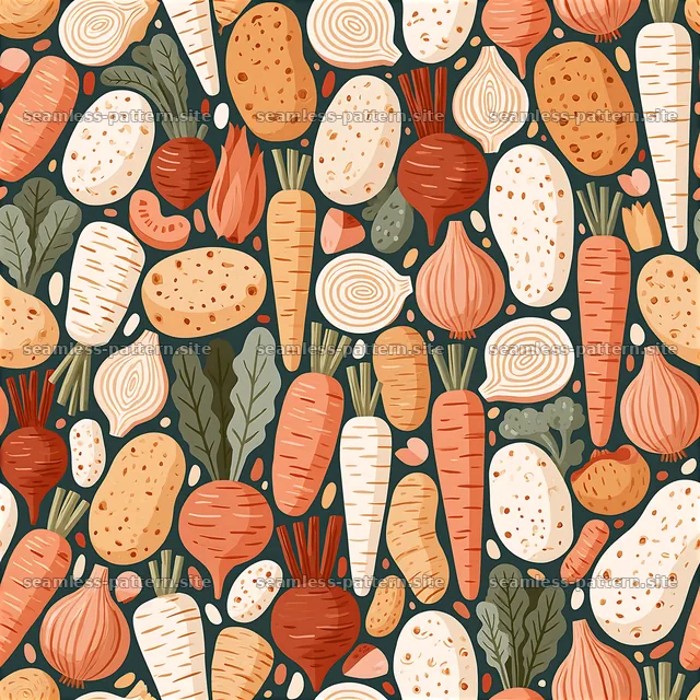 Colorful vegetable seamless pattern with various shapes and sizes — seamless tileable pattern