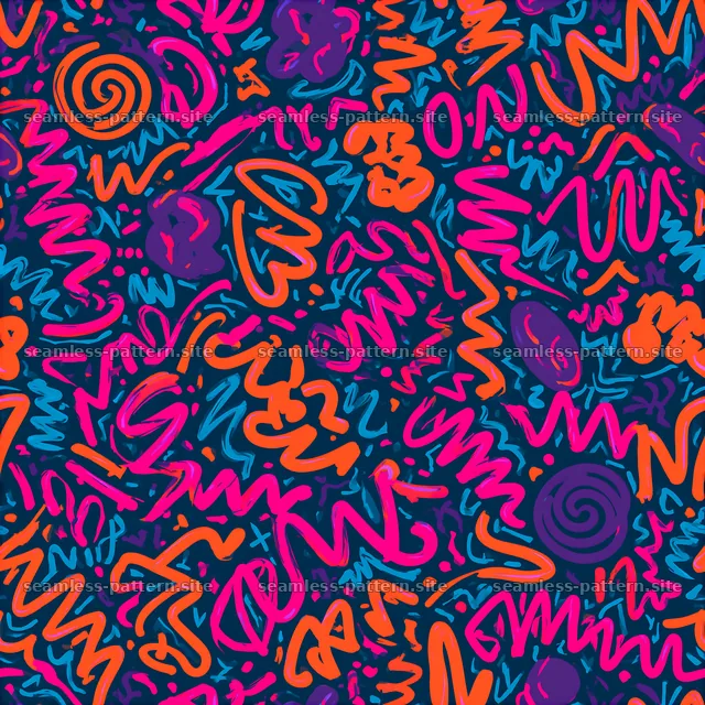 Vibrant abstract seamless pattern with colorful scribbles — seamless tileable pattern
