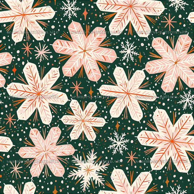 Festive Floral Snowflake Seamless Pattern — seamless tileable pattern