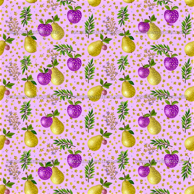 Colorful fruit and floral seamless pattern on pink background — seamless tileable pattern