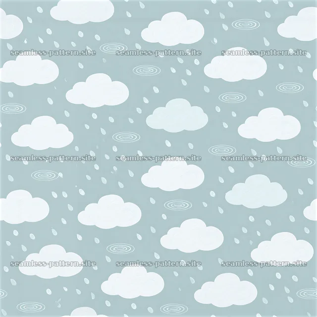 Cute Rain Cloud Seamless Pattern with Raindrops — seamless tileable pattern