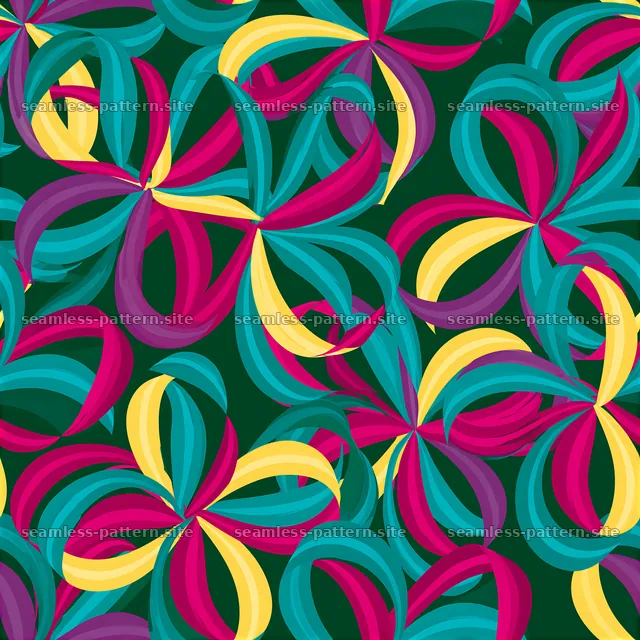 Colorful petals in a seamless pattern on a dark background — seamless tileable pattern