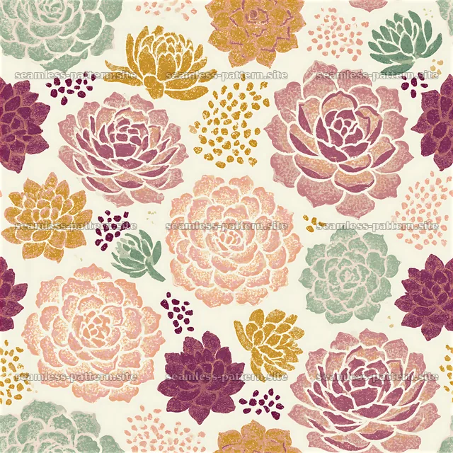 Colorful Succulent Seamless Pattern — seamless tileable pattern