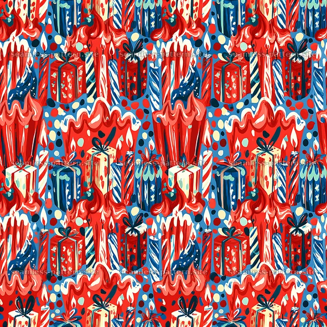 Playful Birthday Party Gifts and Candles Seamless Pattern — seamless tileable pattern