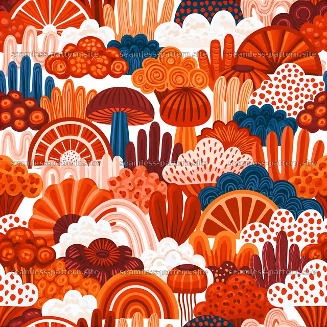 Colorful organic shapes and forms in a playful repeated design — seamless tileable pattern