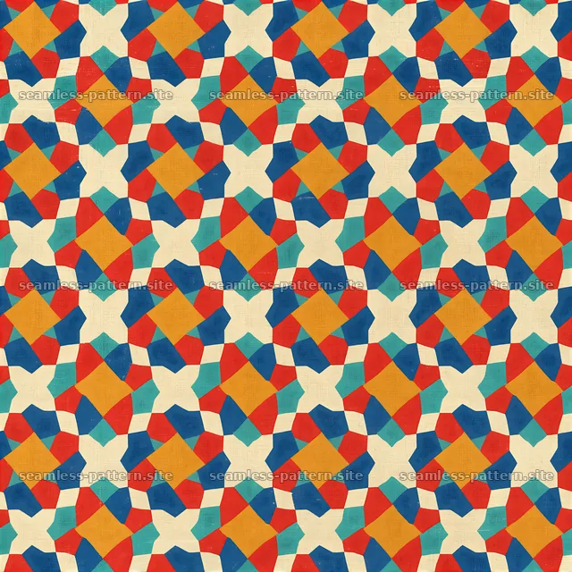 Colorful geometric seamless pattern with vibrant shapes and colors — seamless tileable pattern