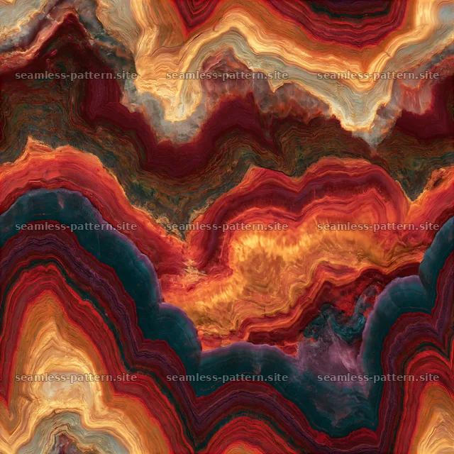 Colorful marble seamless texture with rich red and orange tones — seamless tileable pattern