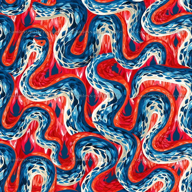 Funky Blue and Red Snake Skin Seamless Pattern — seamless tileable pattern