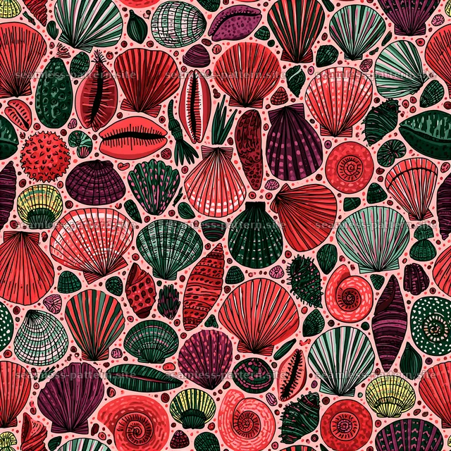 Colorful Seashells Seamless Pattern — seamless tileable pattern