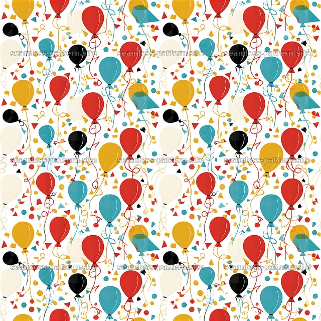 Colorful balloons with shapes in a seamless design for events — seamless tileable pattern