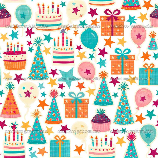 Colorful party elements seamless pattern — seamless tileable pattern