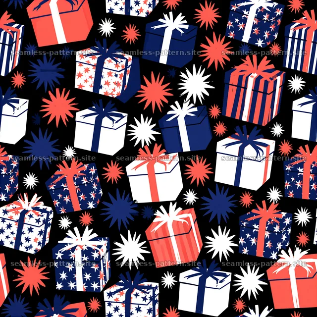 Seamless pattern with birthday gifts and stars — seamless tileable pattern