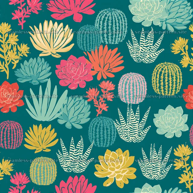 Bright succulent plants repeat pattern seamless pattern for decor — seamless tileable pattern