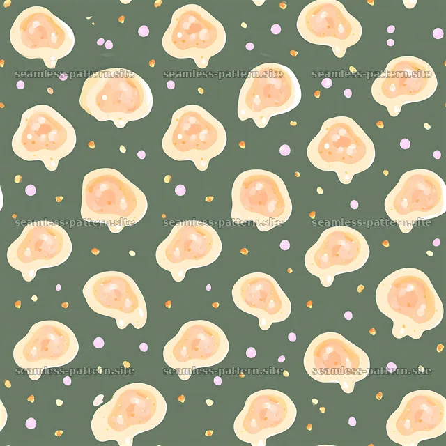 Melting cheese blobs on a green background creating a playful design — seamless tileable pattern