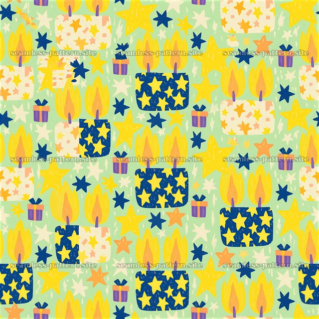 Birthday Celebration Candle and Gift Seamless Pattern — seamless tileable pattern
