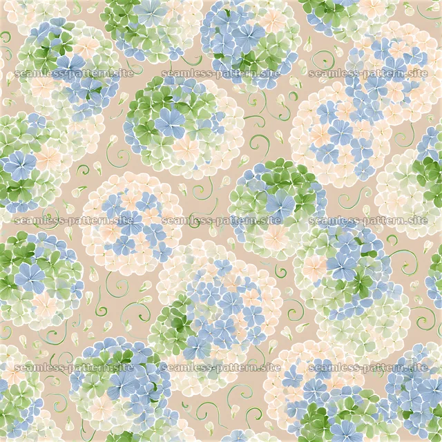 Funky floral seamless pattern with blue green flower clusters — seamless tileable pattern