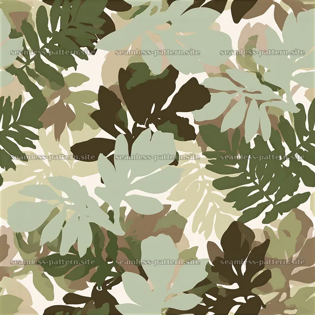 Seamless outdoor camouflage pattern with green and brown foliage — seamless tileable pattern