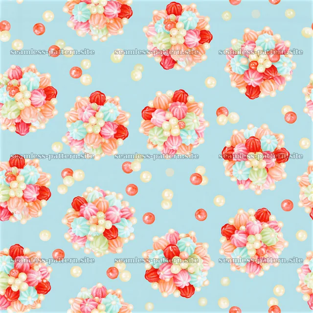 Birthday Candy Seamless Pattern with Colorful Sweet Clusters — seamless tileable pattern