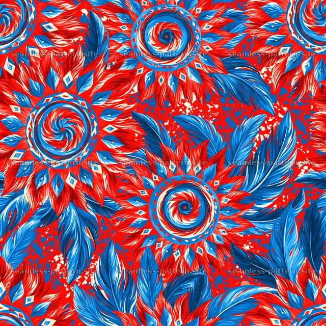 Bright floral seamless pattern with swirls and leaves — seamless tileable pattern