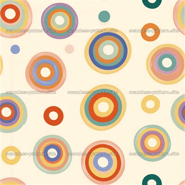 Bold rainbow circles repeating pattern creates a vibrant visual impact — seamless tileable pattern