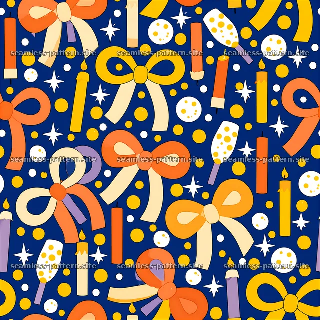 Colorful bows and candles seamless pattern for festive occasions — seamless tileable pattern