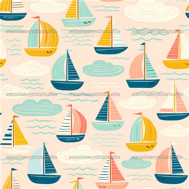 Cute Sailboat Seamless Pattern for Kids — seamless tileable pattern