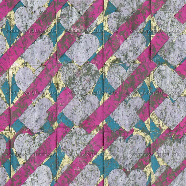 Colorful seamless pattern with hearts and stripes in varied layout — seamless tileable pattern