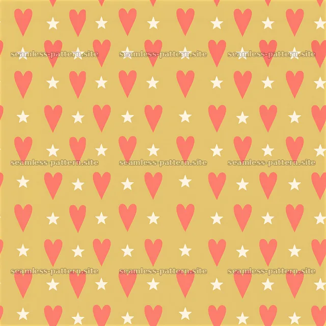 Cute hearts and stars seamless pattern on a light background — seamless tileable pattern