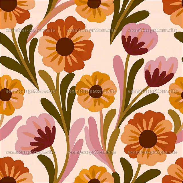 Wildflower repeat pattern seamless pattern for fabric and wallpaper — seamless tileable pattern