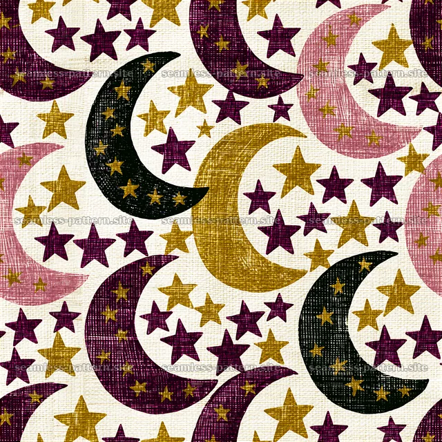 Cute Star and Moon Seamless Pattern — seamless tileable pattern
