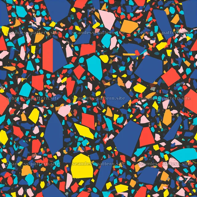 Colorful Terrazzo Seamless Pattern with Bold Geometric Chips — seamless tileable pattern