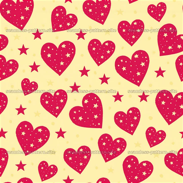 Colorful heart and star seamless pattern on a light background — seamless tileable pattern