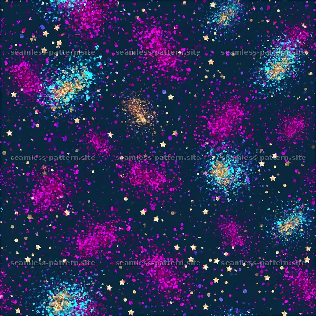 Colorful glitter seamless pattern with stars and vibrant colors — seamless tileable pattern