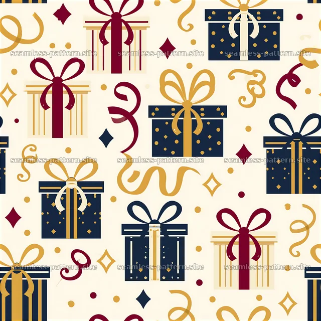 Gift boxes and streamers seamless pattern — seamless tileable pattern