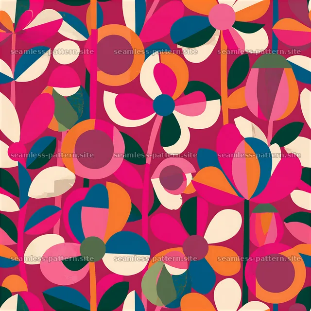 Colorful Floral Collage Seamless Pattern — seamless tileable pattern