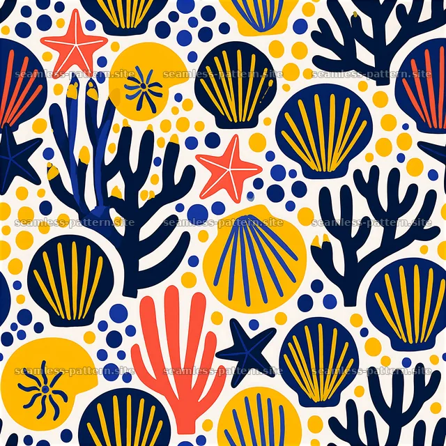 Colorful Hand Painted Ocean Motif Seamless Pattern — seamless tileable pattern
