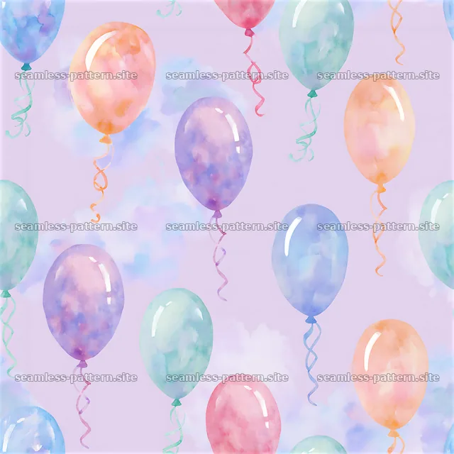 Colorful balloons on a light background for festive designs — seamless tileable pattern