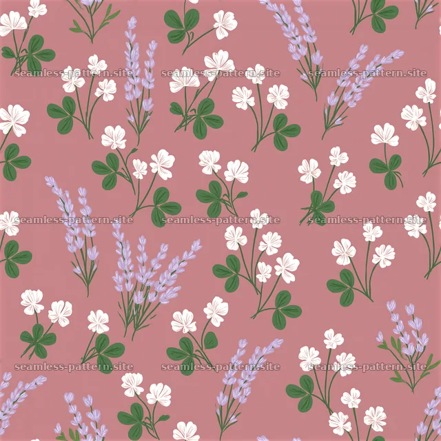 Spring flower seamless pattern with white and purple blooms — seamless tileable pattern