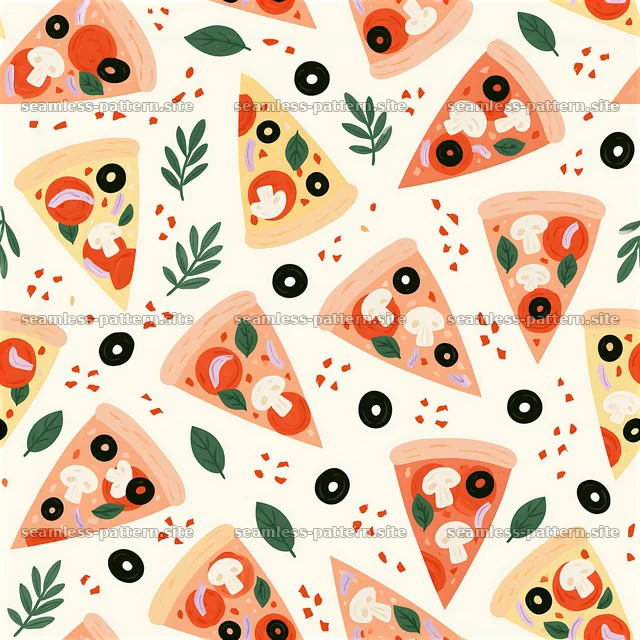 Hand Tossed Pizza Slice Seamless Pattern — seamless tileable pattern