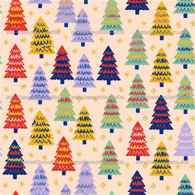 Colorful Christmas Tree Seamless Pattern — seamless tileable pattern