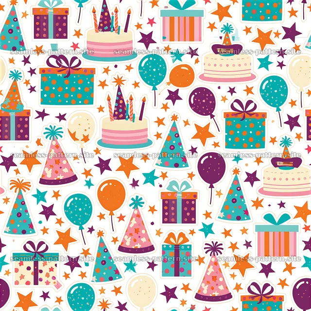 Colorful birthday celebration seamless pattern — seamless tileable pattern