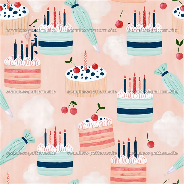 Colorful cake and baking elements seamless pattern — seamless tileable pattern