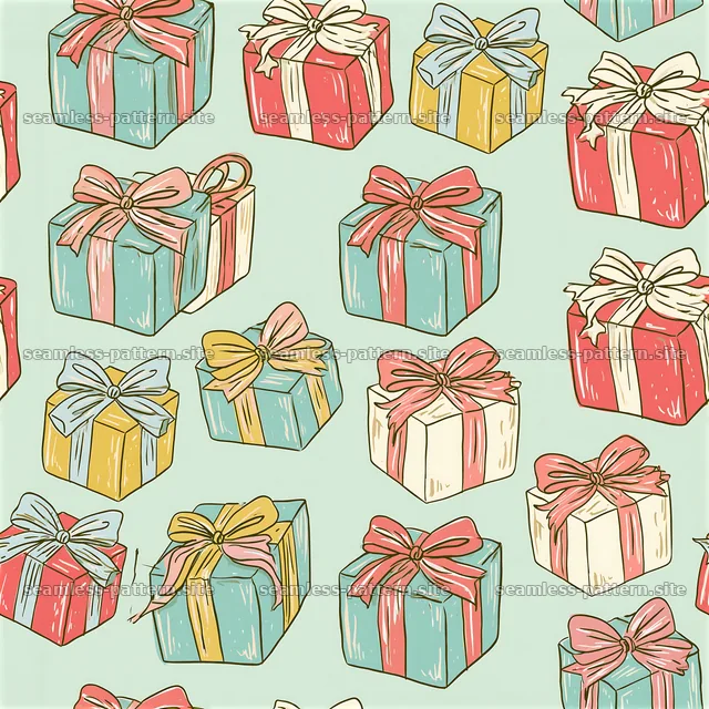 Colorful Gift Boxes with Bows Seamless Pattern — seamless tileable pattern