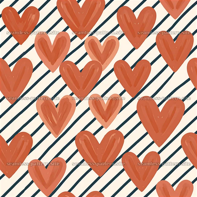 Hearts and stripes pattern for fabric and wallpaper design — seamless tileable pattern