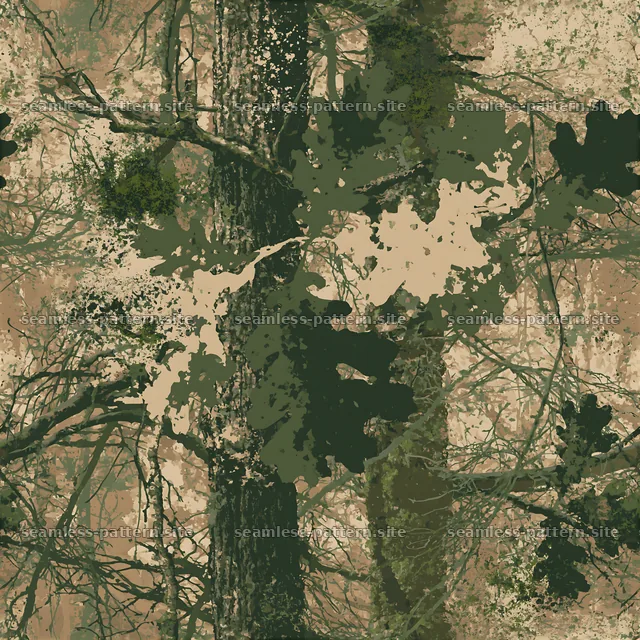 Forest textures with trees and foliage in different shades of green — seamless tileable pattern