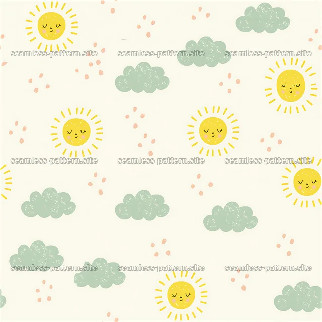 Cute sun and cloud seamless pattern for delightful designs — seamless tileable pattern
