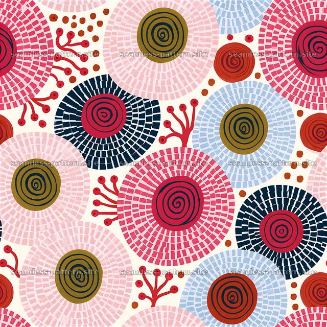 Funky Swirl and Mosaic Medallion Seamless Pattern — seamless tileable pattern