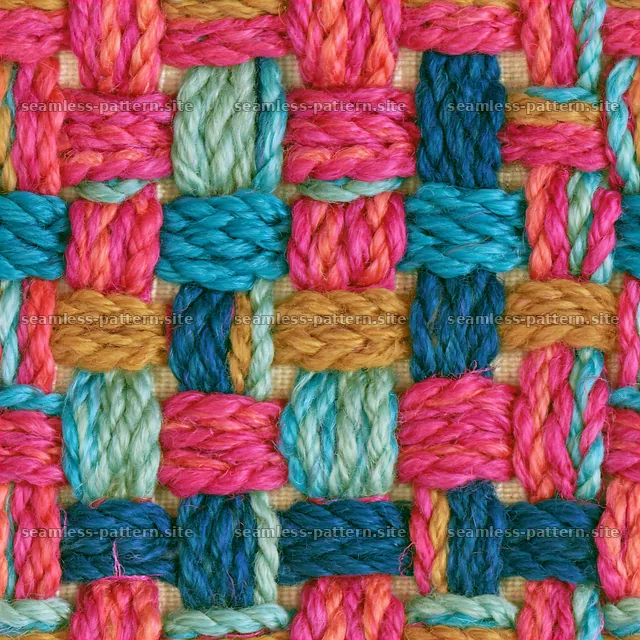 Colorful woven seamless texture with vibrant threads and patterns — seamless tileable pattern